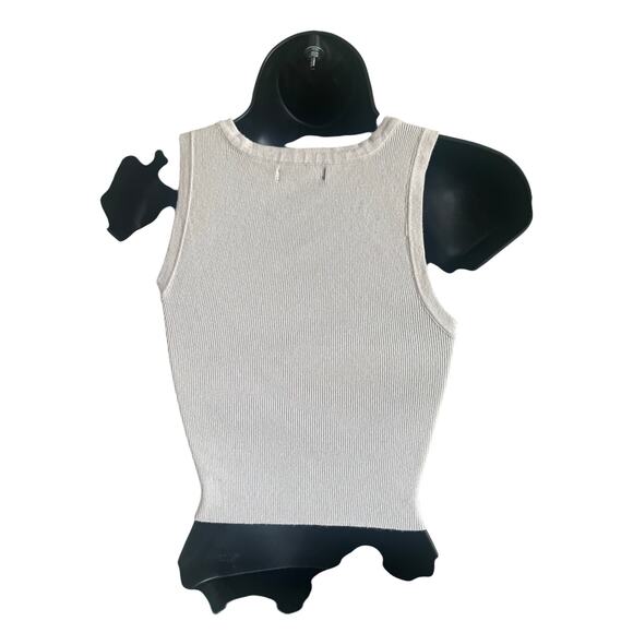 Kendall & Kylie Ribbed Cropped Tank Top XS Cream Casual Date Night Festival - Picture 4 of 6